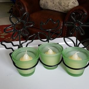 3 piece flower candle set